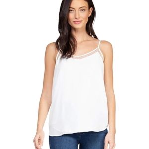 Dex/Black Tape Mesh trim Tank Top white